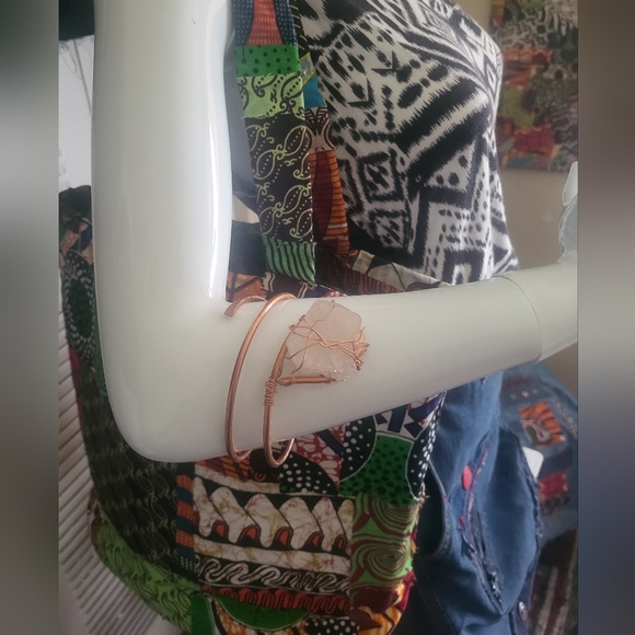 Handmade African totebag and adjustable bracelet, rosequarts - Picture 4 of 6